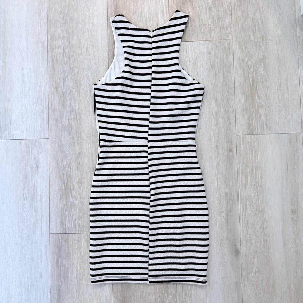 fab'rik Black and White Striped Sleeveless Bodycon Dress - Picture 6 of 6